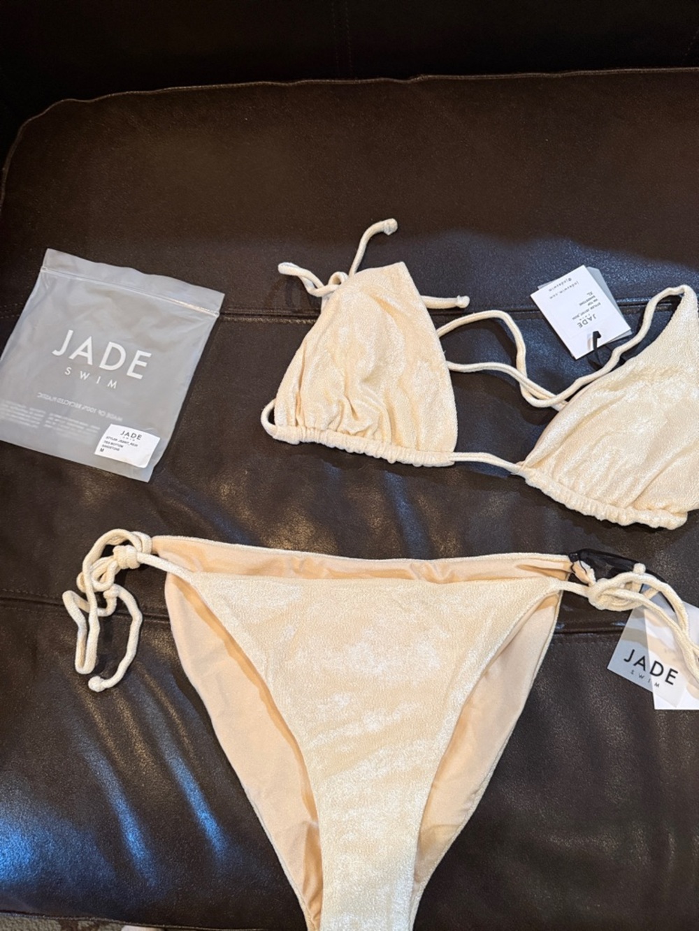 Jade Cream Shimmery String Bikini Set